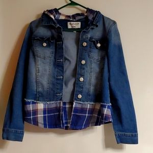 Wallflower jean jacket with flannel additions- medium